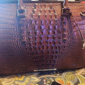 Elegant Brown Crocodile-Embossed Women's Bag